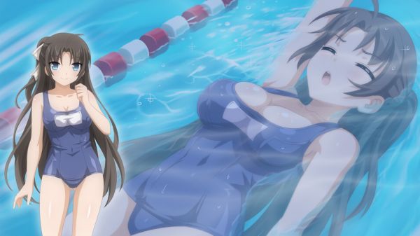 Illustration,Anime,Kunstwerk,große Brüste,Badebekleidung,Sakura Swim Club