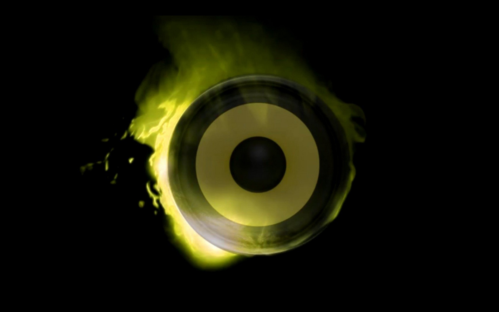 muziek-, groen, cirkel, leven, speakers, Aimp, UKF Drum and Bass, licht, oog, verlichting, wiel, duisternis, computer wallpaper, macrofotografie