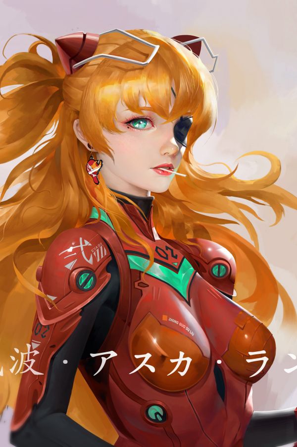 Neon Genesis Evangelion,opera d'arte,Asuka Langley Soryu,design del personaggio,arte digitale,illustrazione