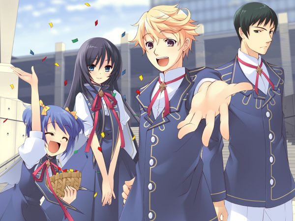 илюстрация,аниме,карикатура,радост,Flyable Heart,конфети