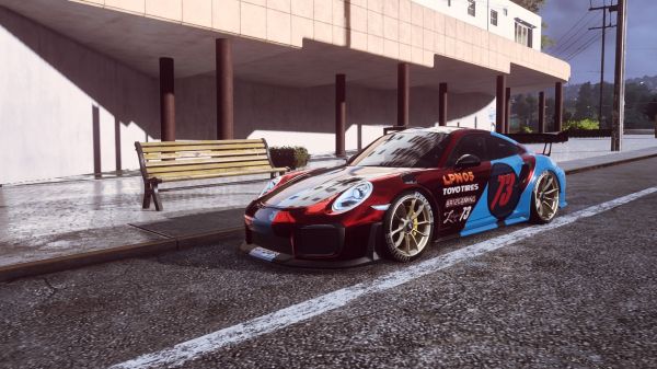 汽车,Need for Speed Heat,PlayStation 4,porsche gt2 rs,长凳,gold wheels