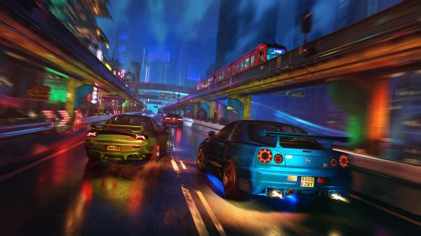 Carros de corrida,Dominic van Velsen,CGI,carro,azul,verde