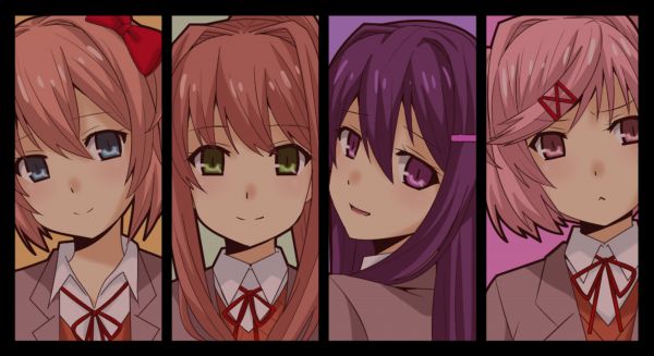 애니메이션,애니메이션 소녀들,Doki Doki Literature Club,Monika Doki Doki Literature Club,Yuri Doki Doki Literature Club,Sayori Doki Doki Literature Club