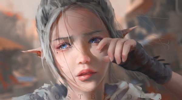 2858x1568 px, anime, comics, cry, crying, elves