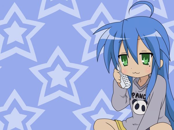 Buona stella,Izumi Konata,ragazza,Telefono,sorridente