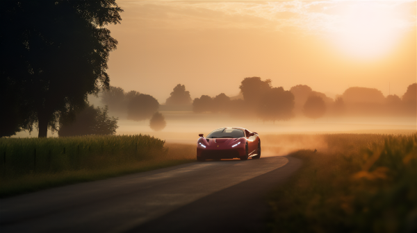 ai art,car,sports car,dawn,Italy