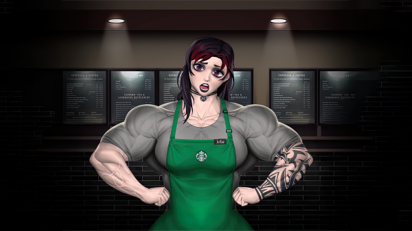 muskler,muskulös,toned female,strong woman,animeflickor,starbucks