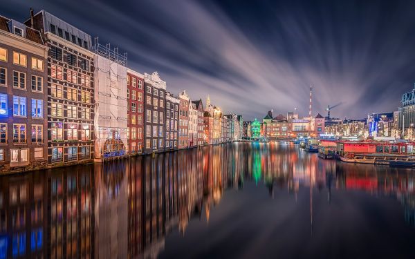 2048x1280 px,Amsterodam,centrální,velký,domy,noc