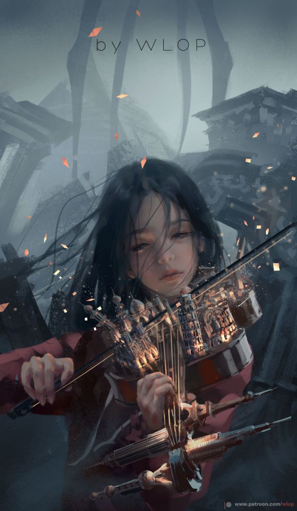 WLOP, Meninas anime, violino