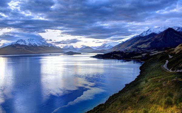 Landschaft, Meer, Hügel, See, Wasser, Natur