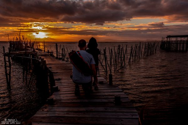 kamera, solnedgang, hav, Sky, Strand, Portugal