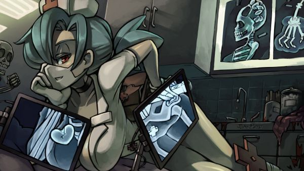 anime,anime jenter,store bryster,fantasy jente,skjelett,Skullgirls