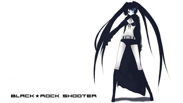 Black Rock Shooter series,enkel bakgrund,Black Rock Shooter,långt hår,bikini,shorts