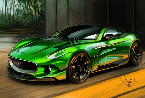 Carro jaguar, carro, Aleksandr Sidelnikov, carro verde, verde, Árvores