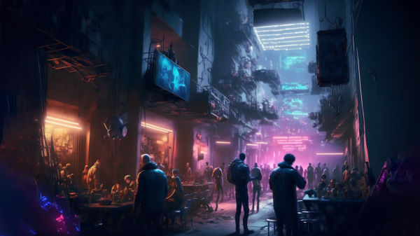 ai art, Cyberpunk, Thành phố, Neon, đường phố, ánh đèn thành phố