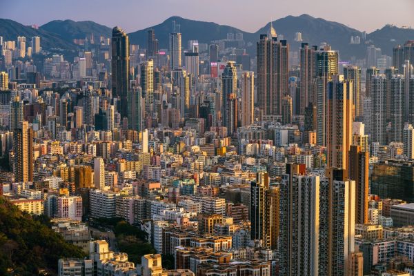 Landschaft, Sonnenuntergang, Stadt, Wohnungen, Stadtbild, Hongkong