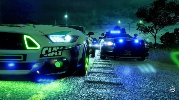 bil,tuning,Need for Speed Heat,Ford Mustang,politibiler,night runner