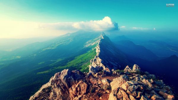 風景, 自然, 空, 雲, 山々, 地平線