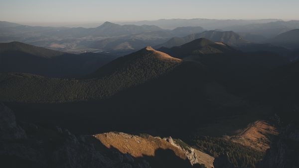 Manzara,Tepe,göl,doğa,gündoğumu,sabah