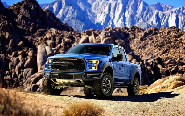 auto, veicolo, Ford Raptor, Guado, montagne, auto blu