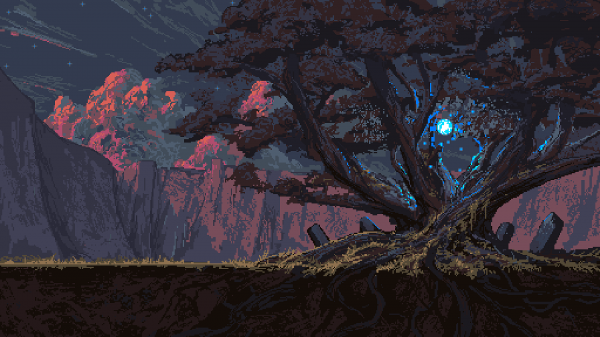 trær,pixel art,magi,røtter,Noah Bradley,Terreng