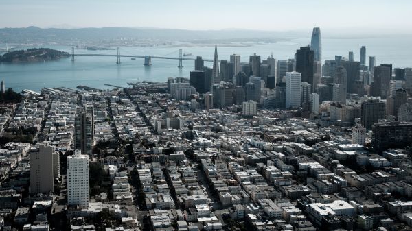 都市景観,サンフランシスコ,カリフォルニア,旅行ポスター,写真,広角の