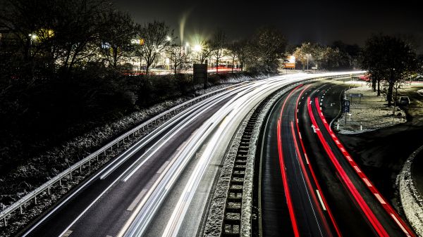 uzun pozlama,gece,Işıklar,yol,sokak,Işık izleri