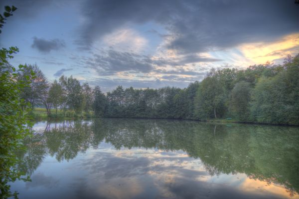 slunečnímu záření,krajina,podzim,západ slunce,jezero,voda