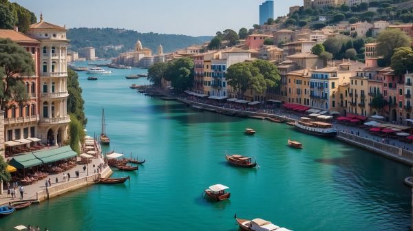 city,river,boat,building,architecture,4k