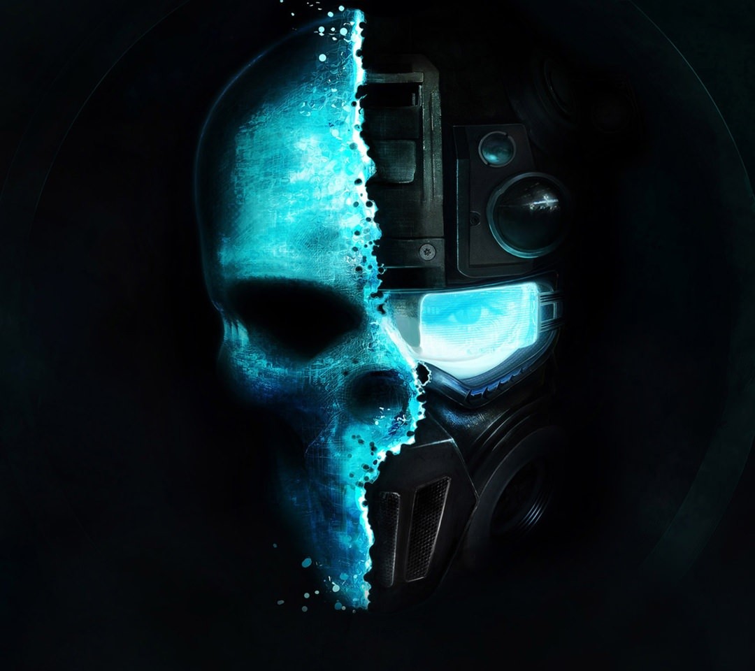 ilustración, arte digital, videojuegos, Ojos, Máscara de gas, Minimalismo, Fondo azul, futurista, Obra de arte, Tom Clancy's Ghost Recon, azul, gafas de protección, circulo, cráneo, Tom Clancy's Ghost Recon Futuro Soldado, ligero, oscuridad, captura de pantalla, Papel pintado de la computadora, cuerpo humano, Organo, efectos especiales