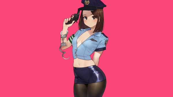 anime lányok,anime,Miru Tights,police women,rendőrség,barna