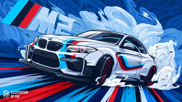 arte digital,obra de arte,ilustração,carro,veículo,BMW