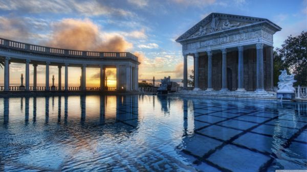 cityscape,architecture,building,reflection,California,palace