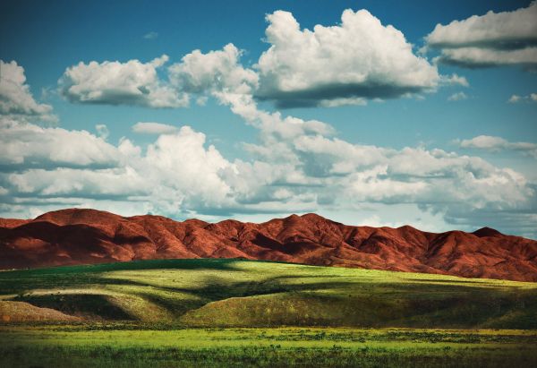 paesaggio, collina, natura, montagne, minimalismo, rosso