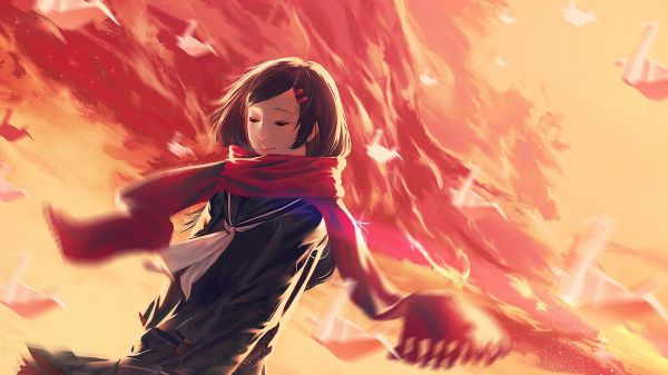 anime,kagerou Progetto,Tateyama Ayano,illustrazione,rosso,fuoco