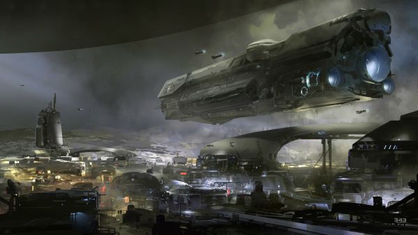 digital art,video games,space,vehicle,aircraft,concept art