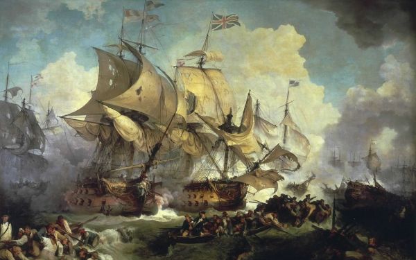 battle,painting,ship,boat,vehicle,clouds