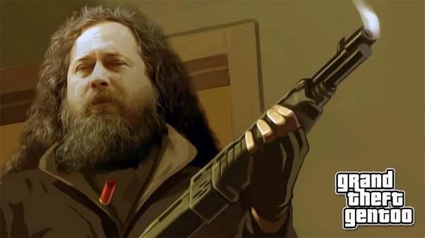 Gentoo,Richard Stallman,parodia,Grand Theft Auto