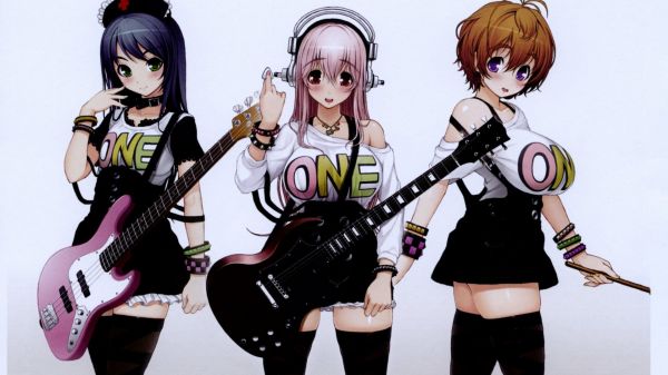 1920x1080 px,anime dievčatá,modré vlasy,bruneta,Fujimi Suzu,gitara