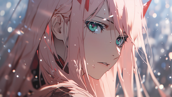 różowe włosy,Dziewcząt anime,Anime,Darling in the FranXX,Zero Two Darling in the FranXX,niebieskie oczy