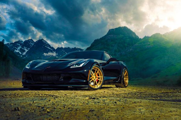 mavi,Yan görünüm,Chevrolet,Corvette,Z06,dağ