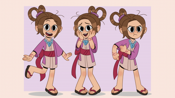 ace attorney,Pearl Fey,niños,Trenzas,kimono,pelo largo