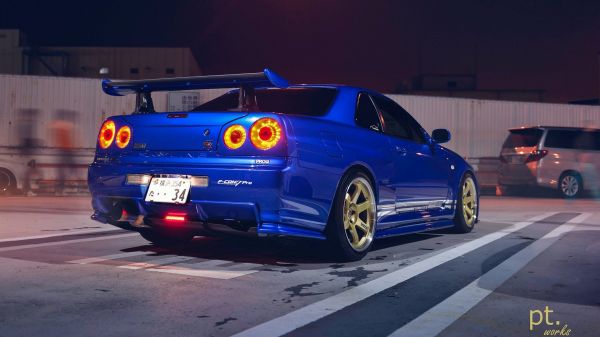 นิสสันสกายไลน์ GT R R34,JDM,รถยนต์ญี่ปุ่น,นิสสันสกายไลน์ GT R,Nissan,รถสีฟ้า