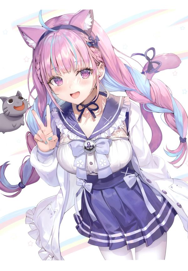 อะนิเมะ,สาวอะนิเมะ,Virtual Youtuber,Minato Aqua,แนวตั้ง,two tone hair