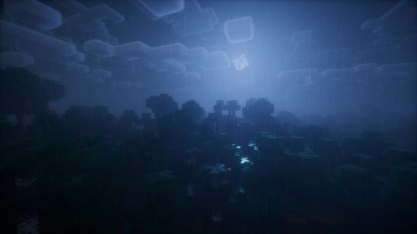 Meia-noite,noite,Minecraft,Shader,Shaders,chuva