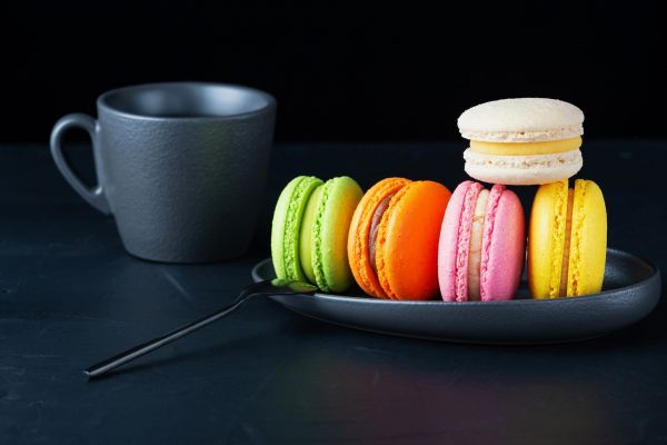 zátišie,lyžice,macarons,jedlo,pohár