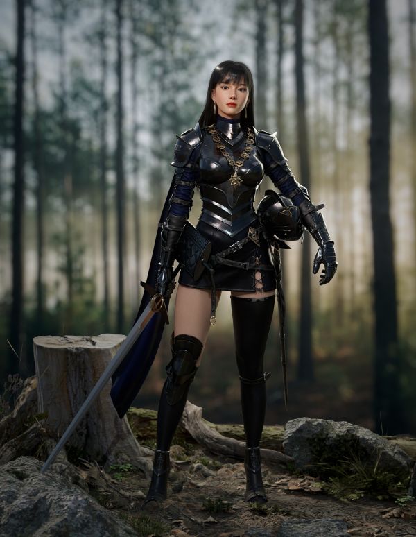 Ji Chang Choi,CGI,women,knight,armor,black