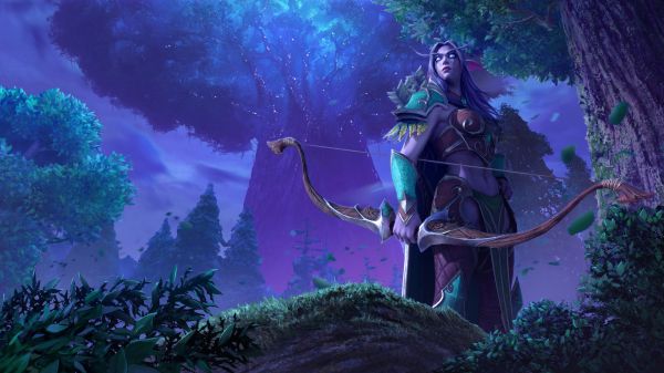 射手,ウォークラフト,Warcraft III Reforged,ナイトエルフ,夜,森林