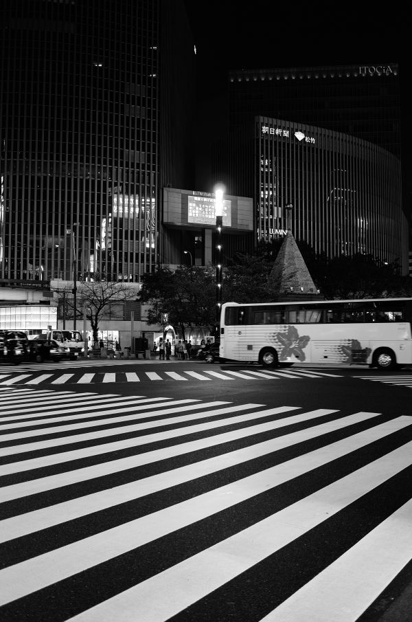 Japão, Preto, monocromático, rua, Paisagem urbana, branco