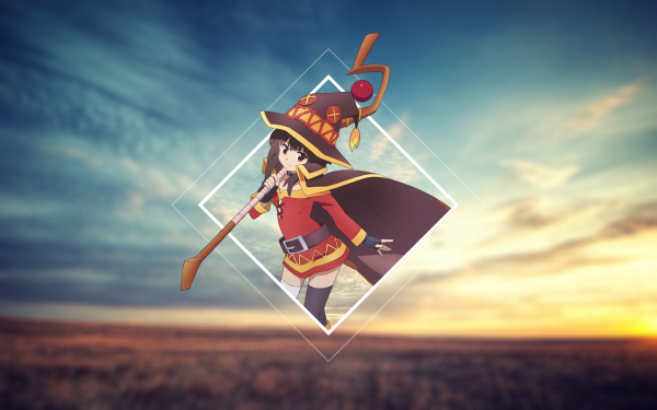 picture in picture,Kono Subarashii Sekai พรรณี Shukufuku wo,Megumin,สาวอะนิเมะ,ผมสีเข้ม,แนวนอน